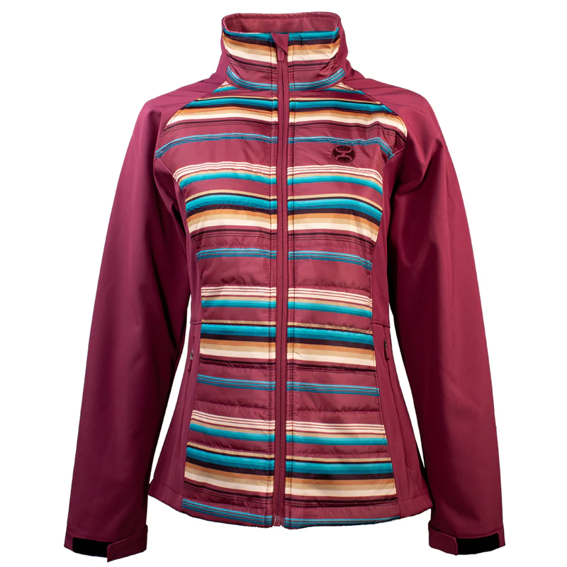 Hooey Women's Soft Shell Jacket - Pink w/Stripes