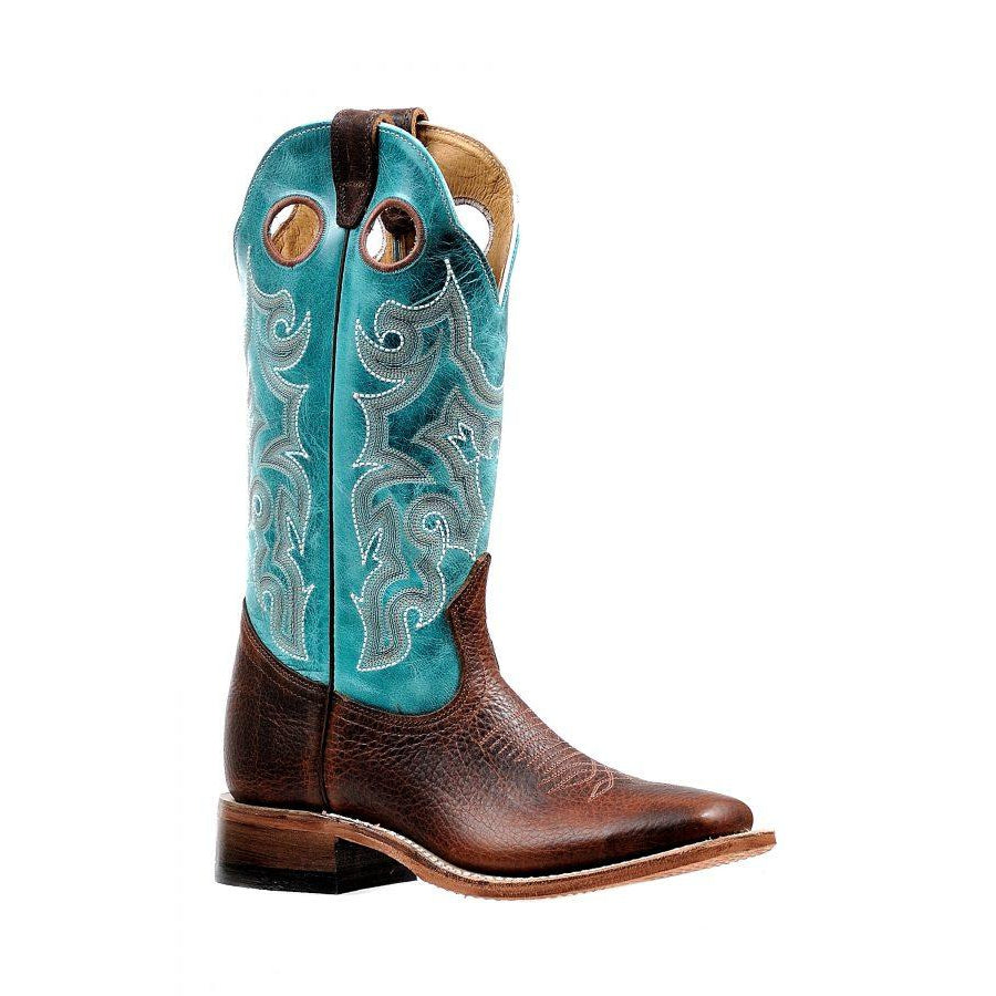 Boulet Women's Wide Square Toe Cowboy Boots - Bisonte Utta Whisky/West Turqueza