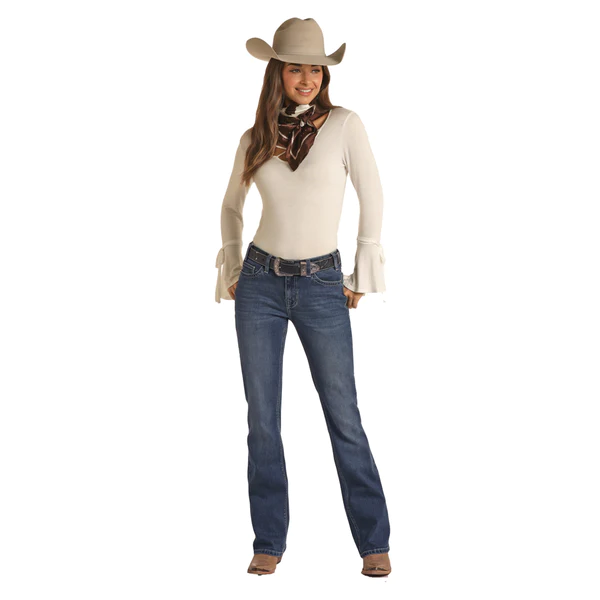 Rock & Roll Women's Mid Rise Dark Wash Vintage Jeans