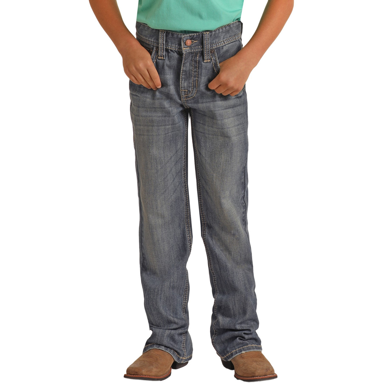 Rock & Roll Boys Relaxed Tapered Bootcut Jeans - Medium Vintage