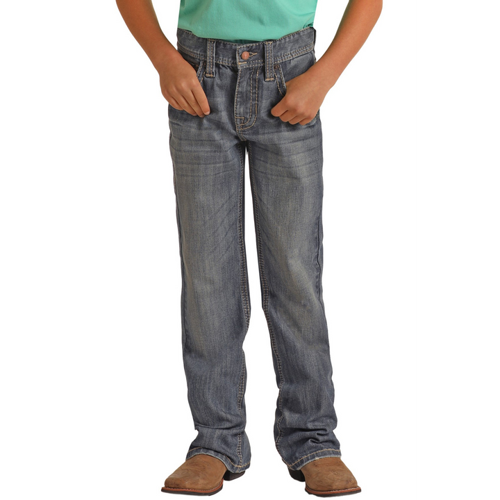 Rock &amp; Roll Boys Relaxed Tapered Bootcut Jeans - Medium Vintage