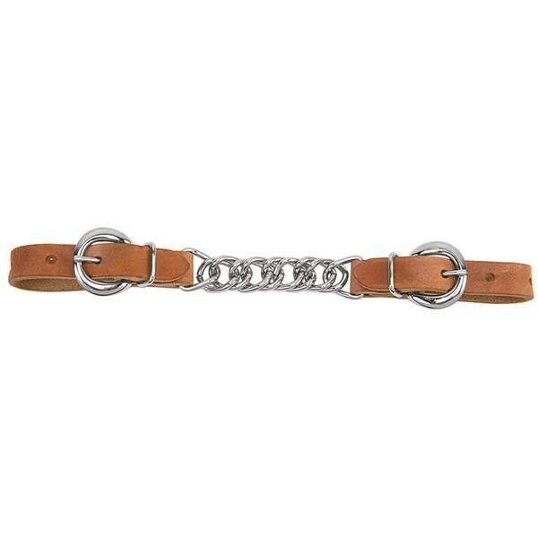 Weaver Leather Harness Leather 3-1/2" Single Flat Link Chain Curb Strap - Russet - Irvine Tack &amp; Western Wear