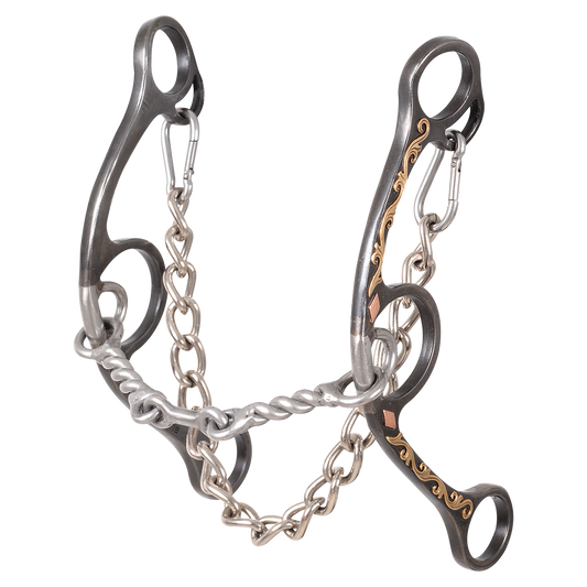 Classic Equine Small Twisted Wire Dogbone Long Shank Gag Barrel Bit - Diamond3