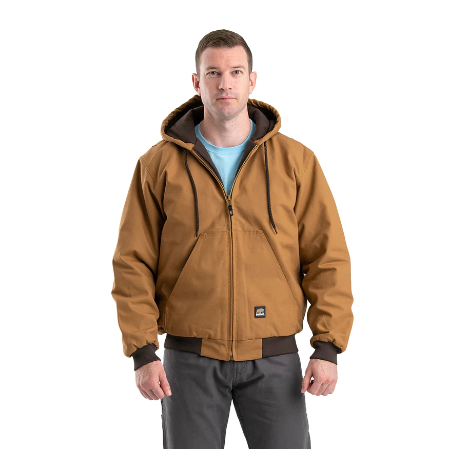 Berne Heritage Duck Hooded Active Work Jacket - Brown Duck