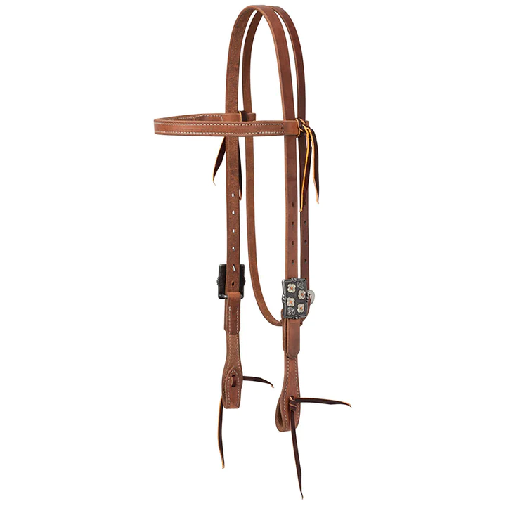 Weaver Protack Browband Headstall w/Designer Hardware - Silver Flower