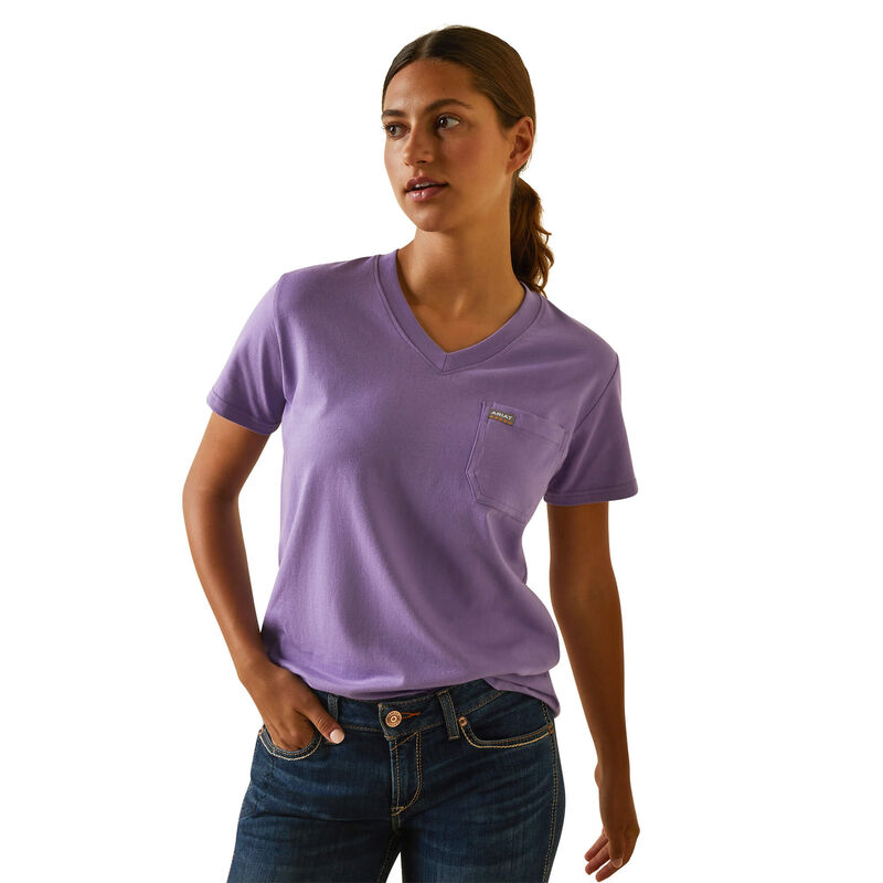 Ariat Womens Rebar Cotton Strong V-Neck Top - Paisley Purple