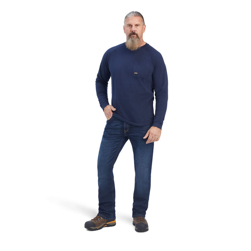 Ariat Mens Rebar Cotton Strong LS T-Shirt Navy