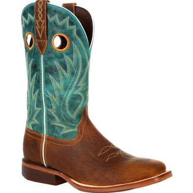 **Durango Mens Brown 12" Western Golden Brown and Turquoise