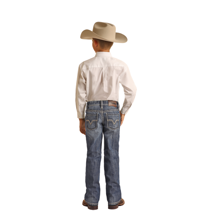 Rock & Roll Boys Two Tone Rope Stitch V Med Vintage Jeans