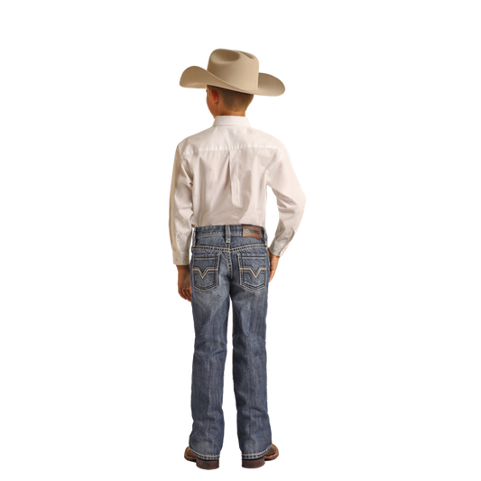 Rock & Roll Boys Two Tone Rope Stitch V Med Vintage Jeans