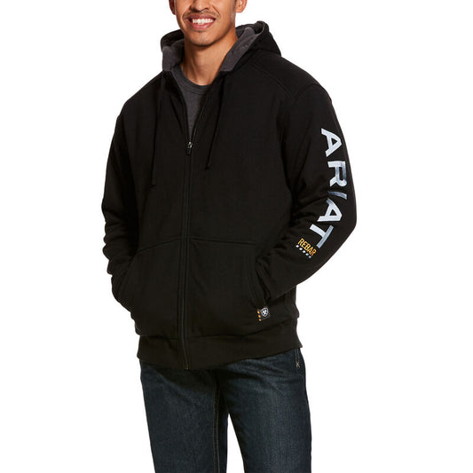 Ariat Men's Rebar All-Weather Full Zip Hood - Black