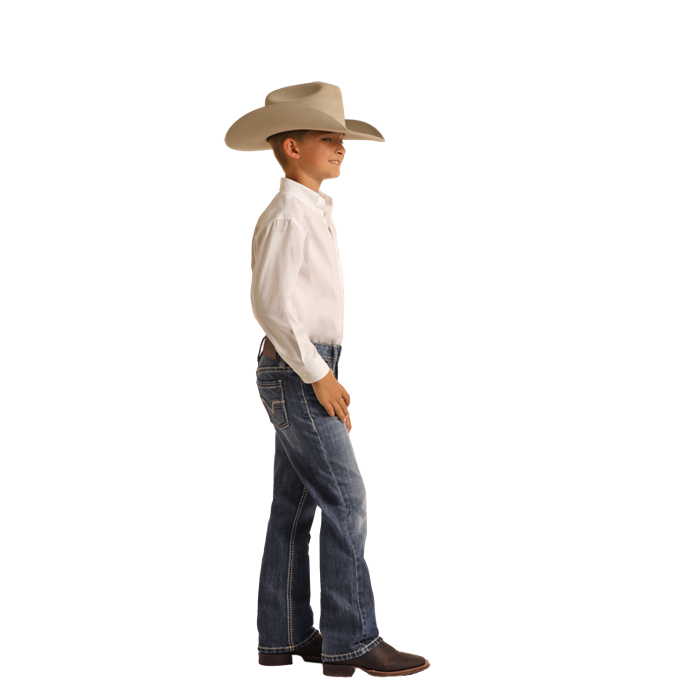 Rock & Roll Boys Two Tone Rope Stitch V Med Vintage Jeans