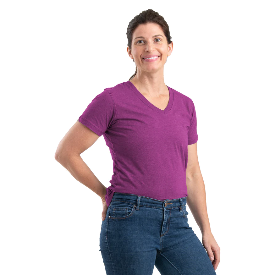 Berne Womens Performance V-Neck Short Sleeve T-Shirt - Light Magenta