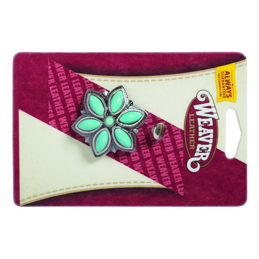 Weaver Leather Floral Stone 1-3/4" - Antique Nickel - w/Turquoise Stone