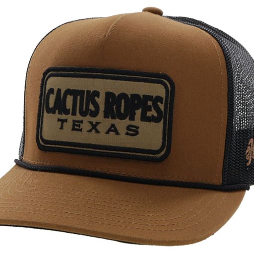 Hooey Cactus Ropes Trucker Cap - Tan & Black w/Rectangle Patch