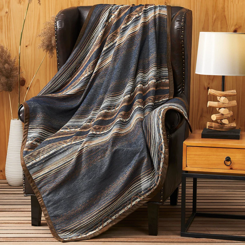 HiEnd Accents Estes Chenille Throw Blanket - Blue