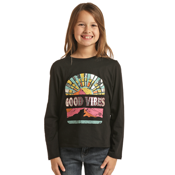 Rock & Roll Girls Graphic Shirt - Good Vibes