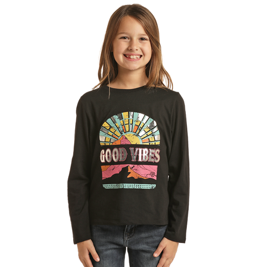 Rock & Roll Girls Graphic Shirt - Good Vibes