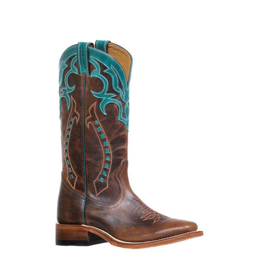 Boulet Women's Wide Square Toe Western Boots - Damiana Moka/West Turqueza