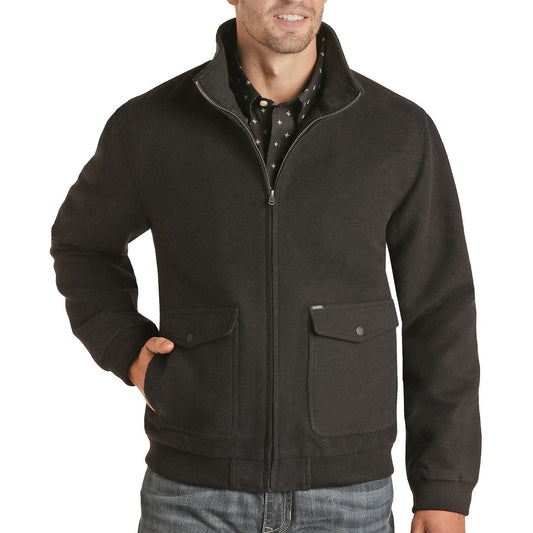 Rock & Roll Men's Cotton Solid Bomber - Black