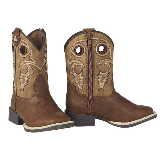 Twister Boy's Jasper Zip-Up Western Boots - Brown/Natural Tan