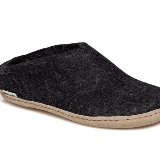 Glerups Slip On Leather Sole Shoes - Charcoal