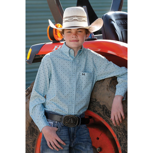 Cinch Mens LS Print Arenaflex Shirt  Light Blue