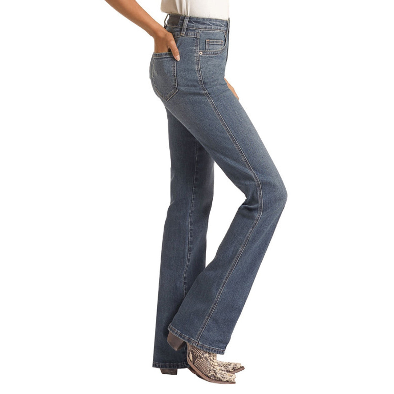 Rock & Roll Women's Button Fly High Rise Jeans