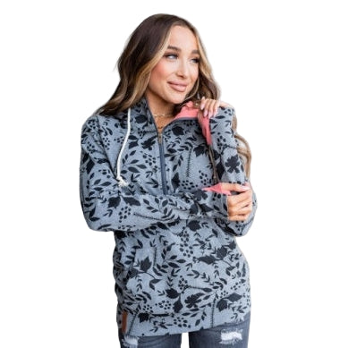Ampersand Half Zip Sweatshirt - Shady Florals