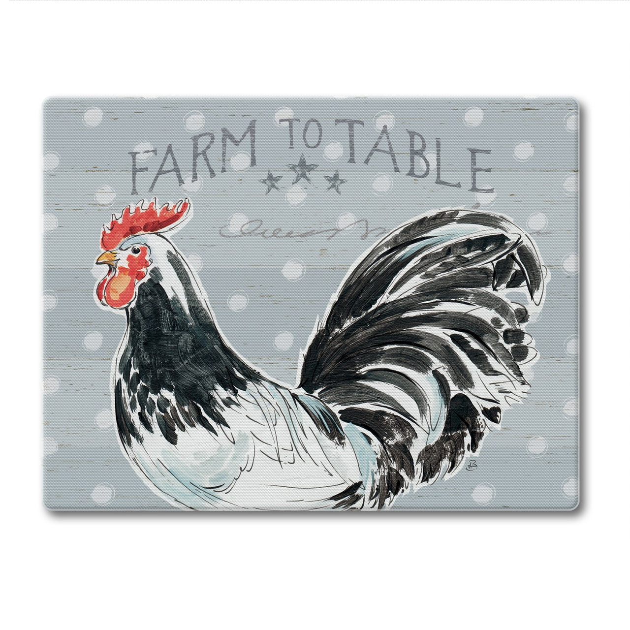 Cutting Board Glass Small - Rooster Call