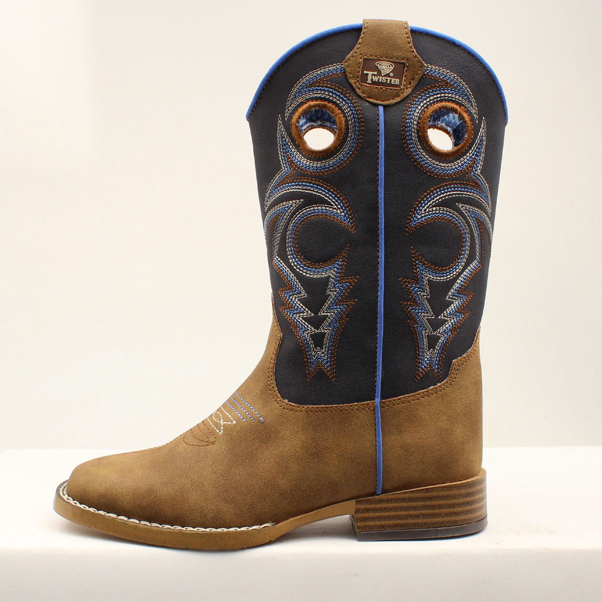 Double Barrel Children's Ben Western Boots - Brown/Navy