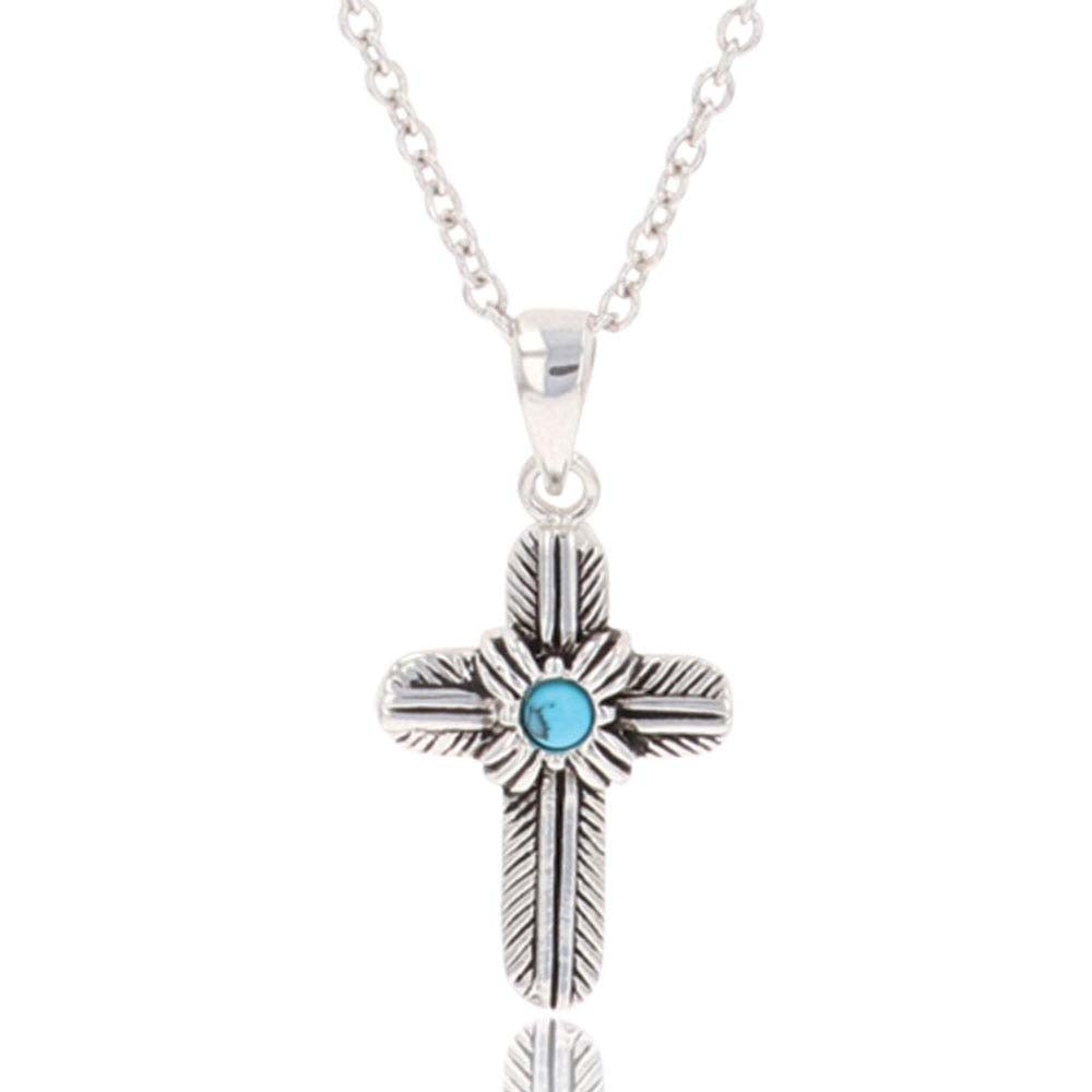 Montana Silversmith Feathered Cross TQ Necklace