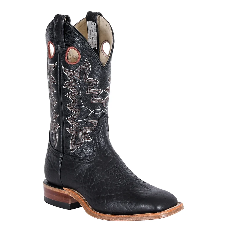 Brahma Men's Ranchman Roper Western Boots - Black Bullhide/Porto Black