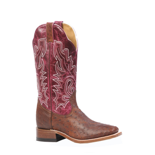 Boulet Women's Ostrich Western Boots - Faraon Magenta