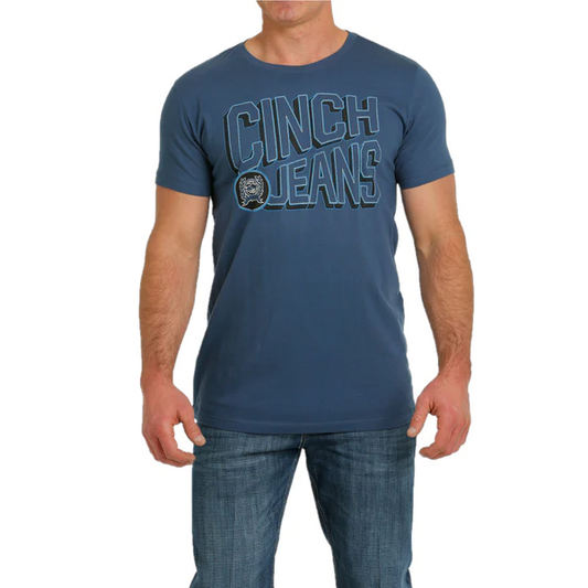 Cinch Men's SS Tee - Heather Light Blue
