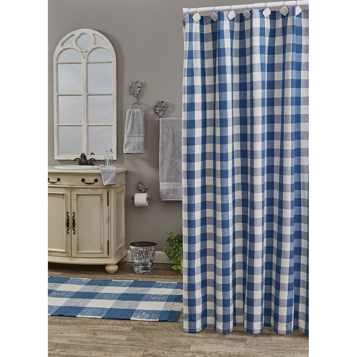 Wicklow Check Shower Curtain 72 x 72 Chine Blue