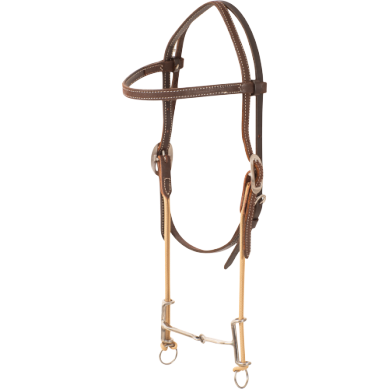 Classic Equine Loomis Gag Bit w/Browband and Smooth Snaffle Bit - Chocolate Roughout