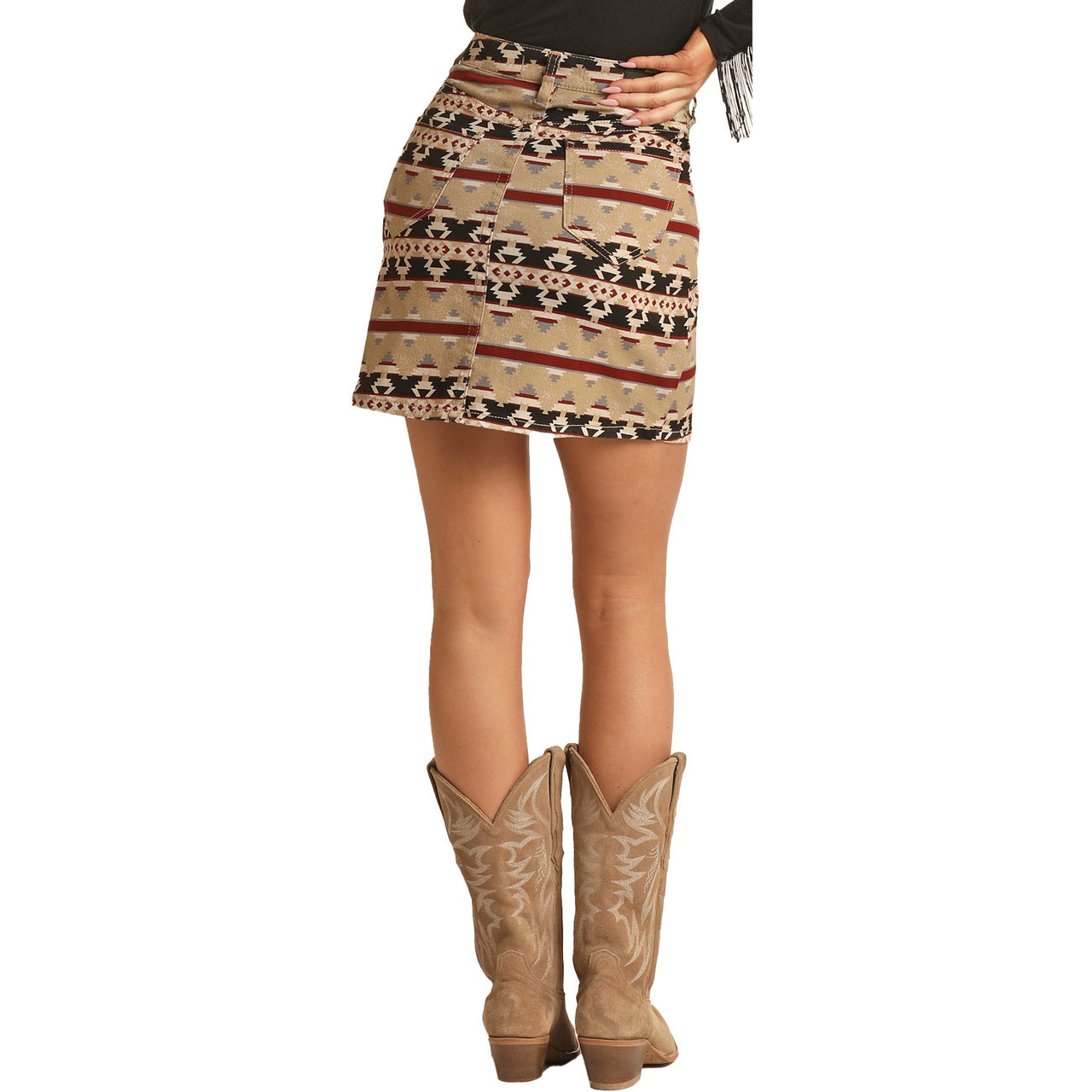 Rock & Roll Khaki Aztec Skirt