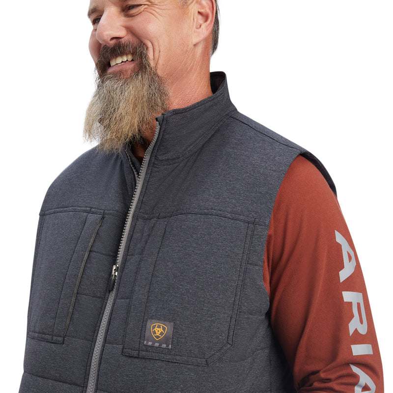 Ariat Mens Rebar Valiant STR Canvas Insulated Vest - Charcoal Heather