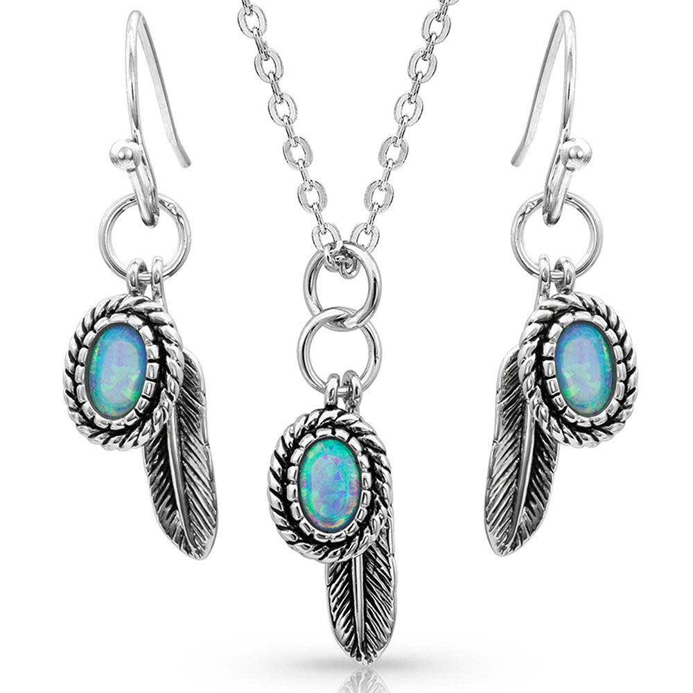 Montana Silversmiths Charmed Opal Feather Jewellery Set