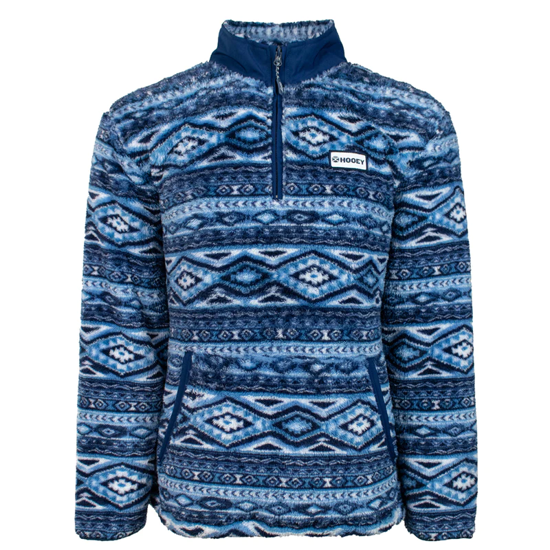 Hooey Youth Boys Fleece Pullover - Navy/Aztec