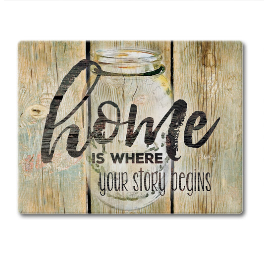 Cutting Board Glass Small -  Family Time