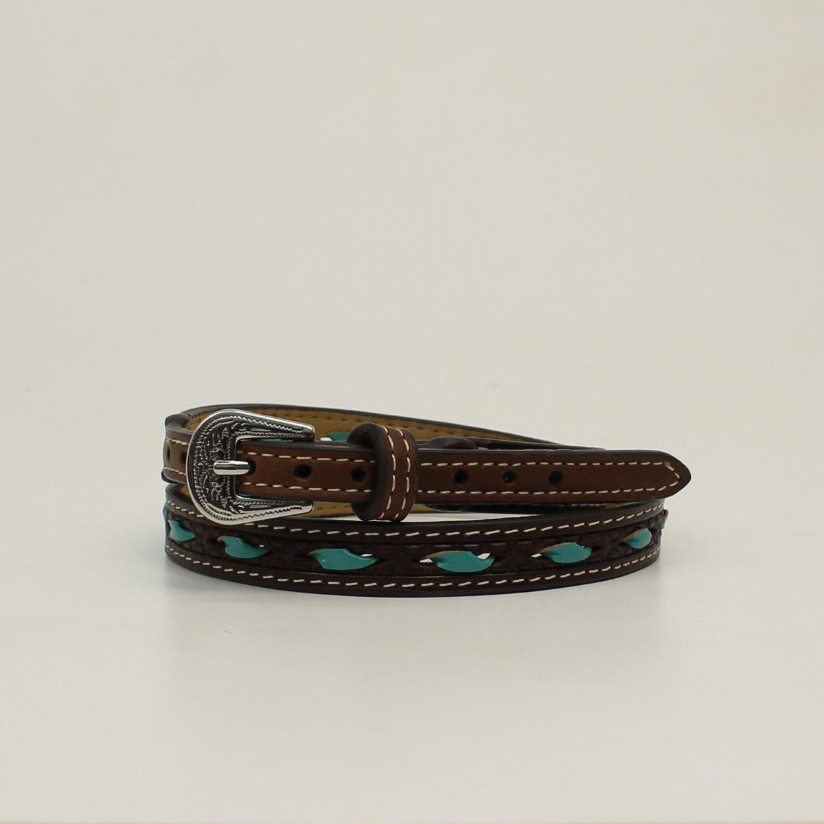 M&F Turquoise Rawhide Hat Band - Brown
