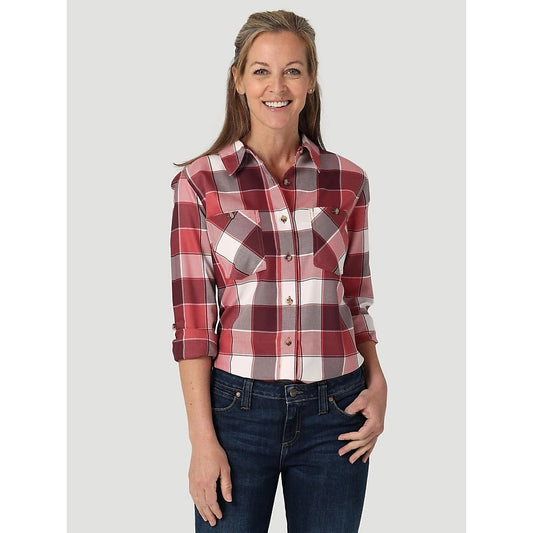 Wrangler Women's Riggs Lightweight Plaid Shirt - Wine