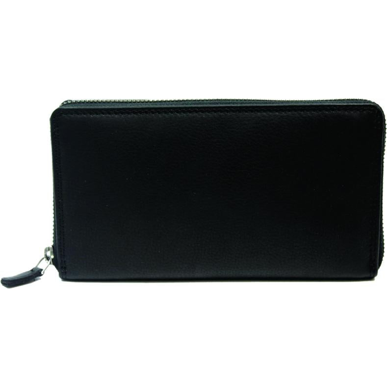 Rugged Earth Leather Zippered Wallet  Black