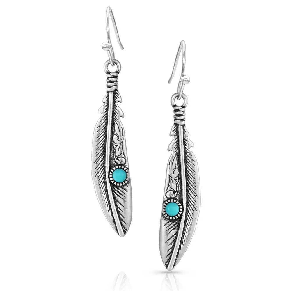 Montana Silversmith Solos Flight Turquoise Feather Earrings