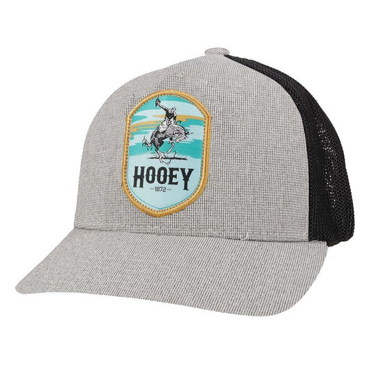 Hooey Cheyenne Flexfit Cap - Grey & Black w/Turquoise Patch