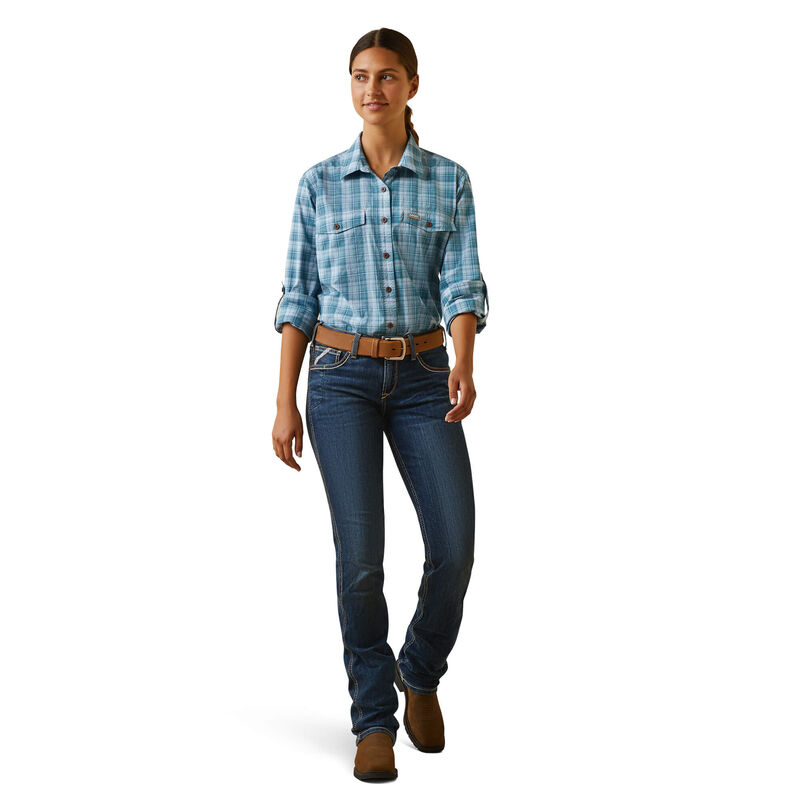 Ariat Women's Rebar Made Tough DuraStretch Work Shirt - Clear Sky Plaid