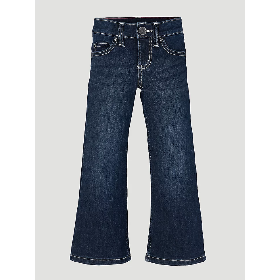 Wrangler Girls Premium Patch Bootcut Jeans - Dark Blue