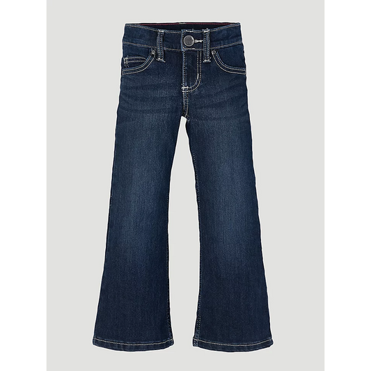 Wrangler Girls Premium Patch Bootcut Jeans - Dark Blue